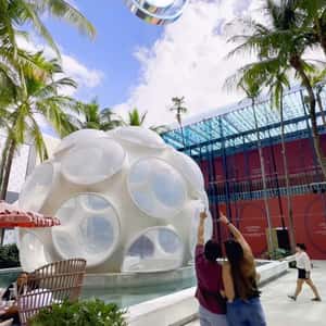 Logo Floats Above Miami Eye Dome in a fake-out-of-home ad of Miami Design District
