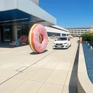BMW Cars Transformed to Donuts in a fake-out-of-home ad of BMW