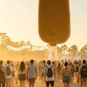 Ice Cream Stands on Music Festival Grounds in a fake-out-of-home ad of Magnum