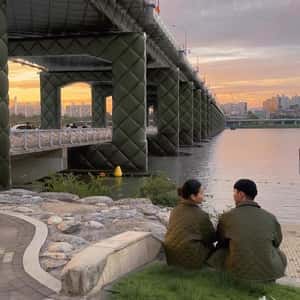 Bridge Covered with Quilted Fabric in a fake-out-of-home ad of Barbour