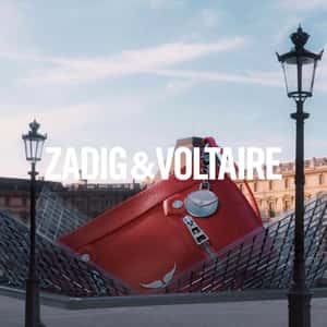 Red Bag Ascends at Glass Pyramid in a fake-out-of-home ad of Zadig&Voltaire