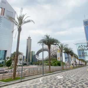 Drones Carrying Glass Signage in a fake-out-of-home ad of BrandDubai