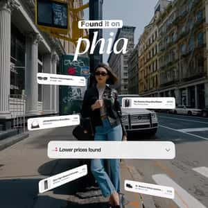 Fashion Items Floats and Wear by Model in a fake-out-of-home ad of Phiaco