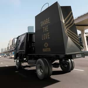 Takeout Bag on Delivery Truck in a fake-out-of-home ad of Roadster