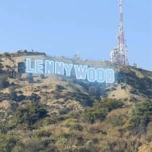 Sign Illuminates at Mount Lee in a fake-out-of-home ad of Lenny Kravitz