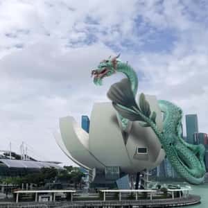 Dragon Soars in Singapore Skyline in a fake-out-of-home ad of Marina Bay Sands