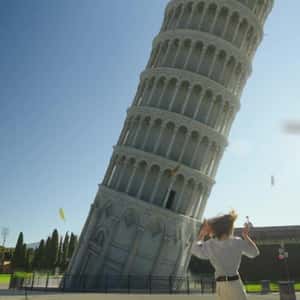 Vacuum Cleaner Straightens Leaning Tower in a fake-out-of-home ad of Samsung