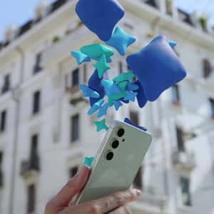 Star Icons Emerge from Gadgets in a fake-out-of-home ad of Samsung