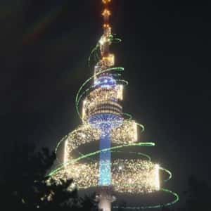 Tower Lights Up Like Christmas Tree in a fake-out-of-home ad of Samsung