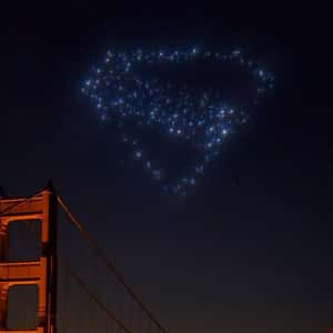 Star Constellation Forming Logo in a fake-out-of-home ad of Superman