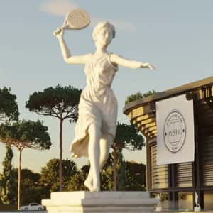 Banner Rolls Down Behind Statue in a fake-out-of-home ad of OYSHO COMMUNITY