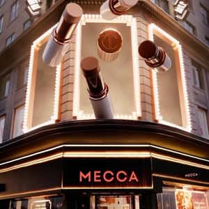 Lipstick Emerges From Window in a fake-out-of-home ad of Mecca