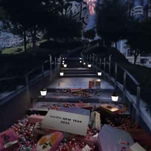 Ornament Explodes with Beauty Products in a fake-out-of-home ad of Sephora