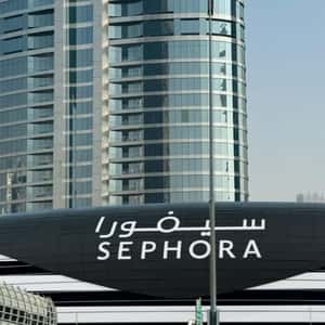 Train Station Branding Transformation in a fake-out-of-home ad of Sephora
