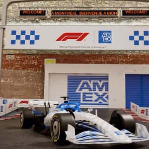 F1 Start Line at Building in a fake-out-of-home ad of American Express