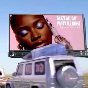 Cars with Eye Shadow Colors in a fake-out-of-home ad of Urban Decay