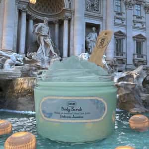 Body Scrub Installation on Fountain in a fake-out-of-home ad of SABON