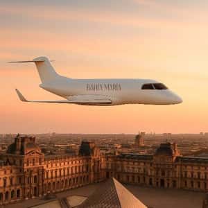 Brand’s Jet and Boat Spotted in Paris in a fake-out-of-home ad of Bahia Maria
