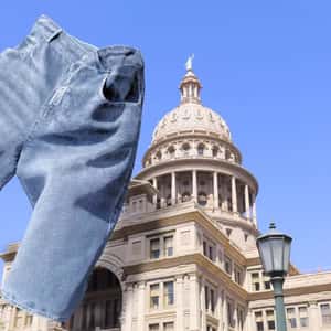 Spotted on Texas Capitol in a fake-out-of-home ad of American Eagle
