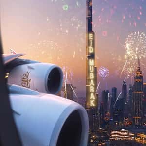 Eid Greetings on Burj Khalifa in a fake-out-of-home ad of Emirates 