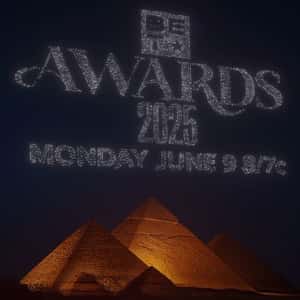 Drone Light Show Above Pyramids in a fake-out-of-home ad of BET