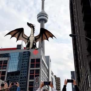 Dragon Spotted Near Tower in a fake-out-of-home ad of Dragon's Den 