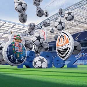 Football Balloons Rain Down on Stadium in a fake-out-of-home ad of FC Porto