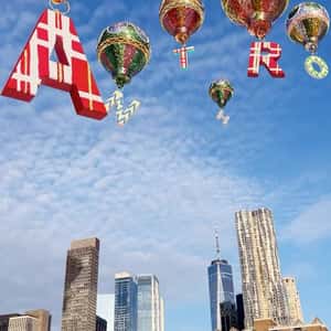 Hot Air Balloon Ornaments at NYC in a fake-out-of-home ad of Anthropologie