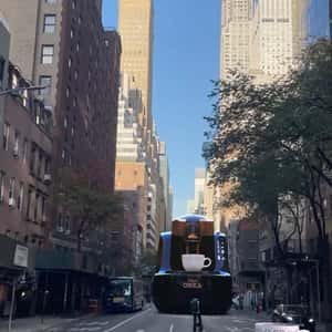 Coffee Maker Cruising at NYC Street in a fake-out-of-home ad of Arzum OKKA