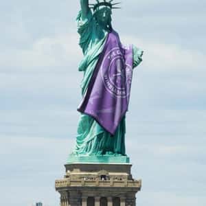 Towel Drapes on Statue of Liberty in a fake-out-of-home ad of FOOH Ad of Christy