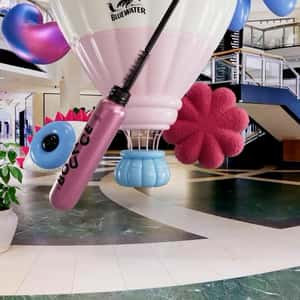 Hot Air Balloon Descends Inside the Mall in a fake-out-of-home ad of Benefit Cosmetics