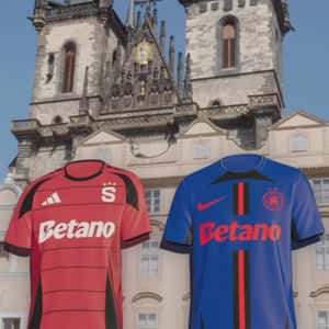 Jerseys Hanging at Church Facade in a fake-out-of-home ad of Betano