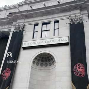Banners Hang at Train Station in a fake-out-of-home ad of Game of Thrones