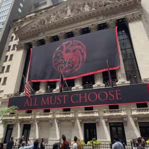 Banner Rolls Up at NYSE Building in a fake-out-of-home ad of Game of Thrones