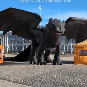 Dragon Lands Near the Street in a fake-out-of-home ad of Leffamaailma