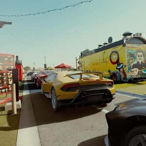 Sports Cars Line Up at Drive-Thru in a fake-out-of-home ad of Lobster & Co