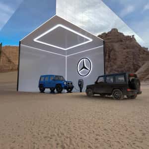 Glass Building Unveils Electric Car in a fake-out-of-home ad of Mercedes-Benz
