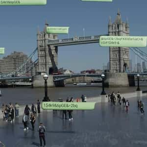Message Bubbles Floating in London in a fake-out-of-home ad of WhatsApp
