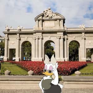 Daisy Duck Poses at Monument in a fake-out-of-home ad of Disney