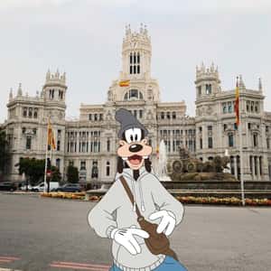 Goofy Spotted at Cibeles Palace in a fake-out-of-home ad of Disney