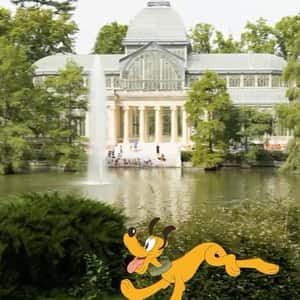 Pluto Running Around the Park in a fake-out-of-home ad of Disney