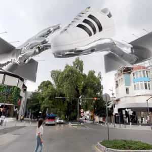 Metal Hand Grabs Sneakers from Digital Screen