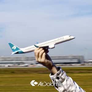 Toy Plane Soars into the Air in a fake-out-of-home ad of Air Dolomiti