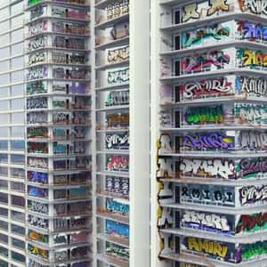 Towers Designed with Graffiti in a fake-out-of-home ad of AMIRI