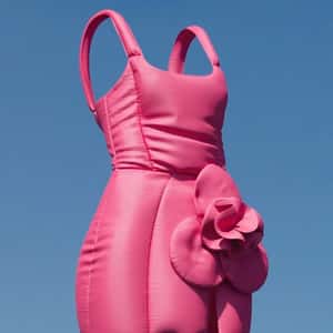 Inflated Dress Floats in the Air in a fake-out-of-home ad of Anthropologie