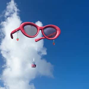 Pink Sunglasses Hot Air Balloon in a fake-out-of-home ad of Anthropologie