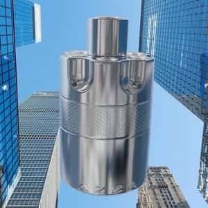 Perfume Bottle Flying Over NYC in a fake-out-of-home ad of Azzaro