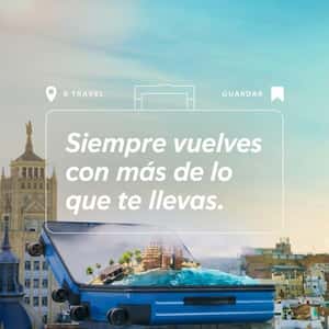 Vacation Destination Inside Suitcase in a fake-out-of-home ad of B Travel