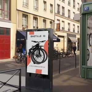 Bicycle Comes Out from Street Ad in a fake-out-of-home ad of BASTILLE