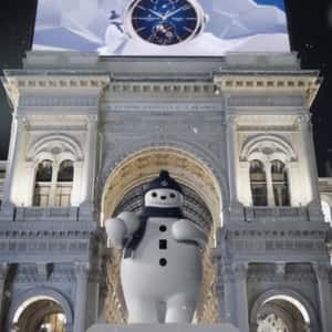 Mascot Display at Italian Plaza in a fake-out-of-home ad of Baume & Mercier
